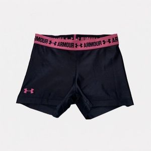 Under Armor black and pink biker shorts